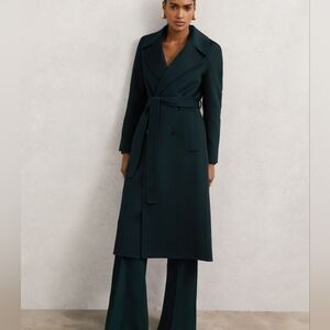 Reiss Rene Double-Breasted Blindseam Coat Wool-Blend in Green